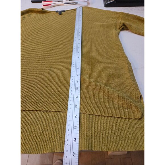 Eileen Fisher Sweater Medium Organic Linen & Cotton Olive Green Oversized Cozy - Picture 8 of 8